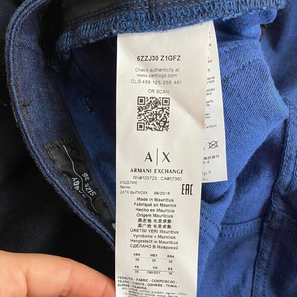 𝅺a/x Armani Exchange "Baggy" Dark Blue Jeans Sz 36 - Picture 10 of 12